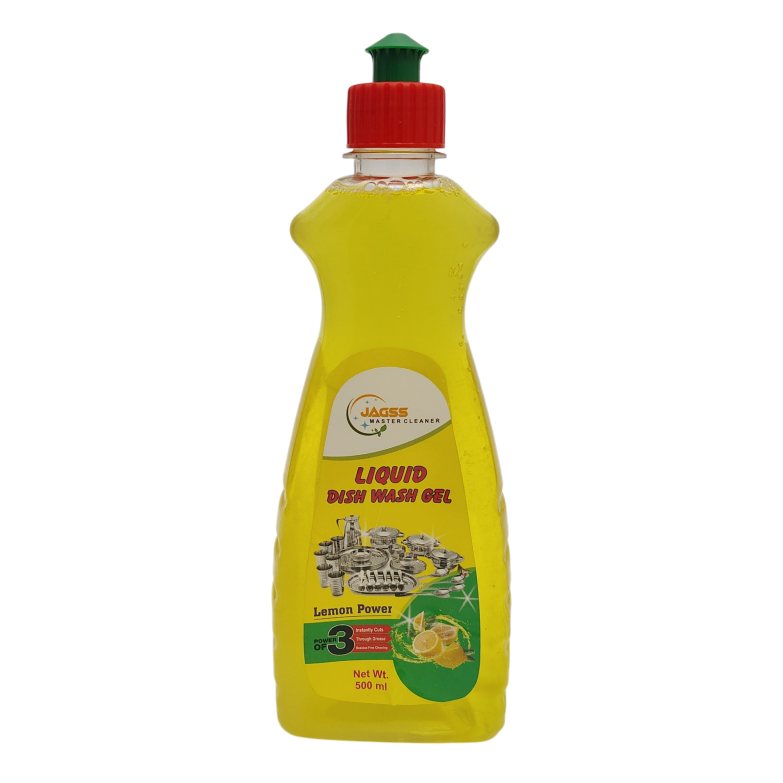 Master Cleaner Liquid Dish Wash Gel, Lemon Power, 500 ml | Cuts Through Grease, Residue-Free Cleaning, Power of 3 Formula, Lemon Fragrance, Kitchen Utensils