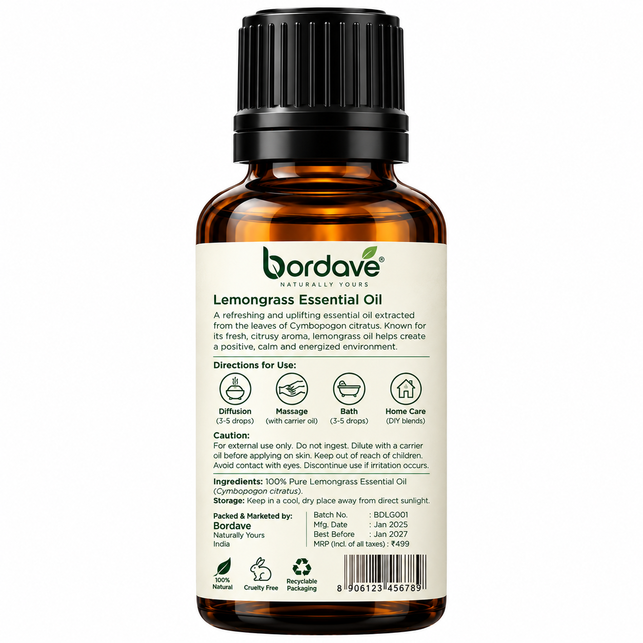 Bordave Lemongrass Essential Oil – 30 ml