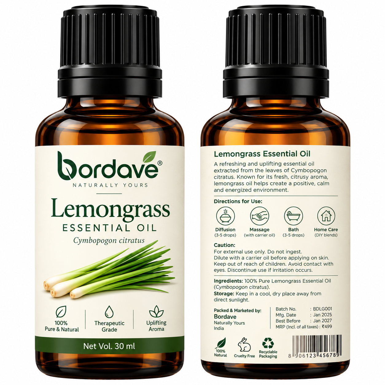 Bordave Lemongrass Essential Oil – 30 ml