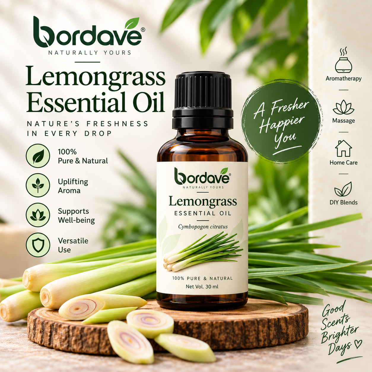 Bordave Lemongrass Essential Oil – 30 ml